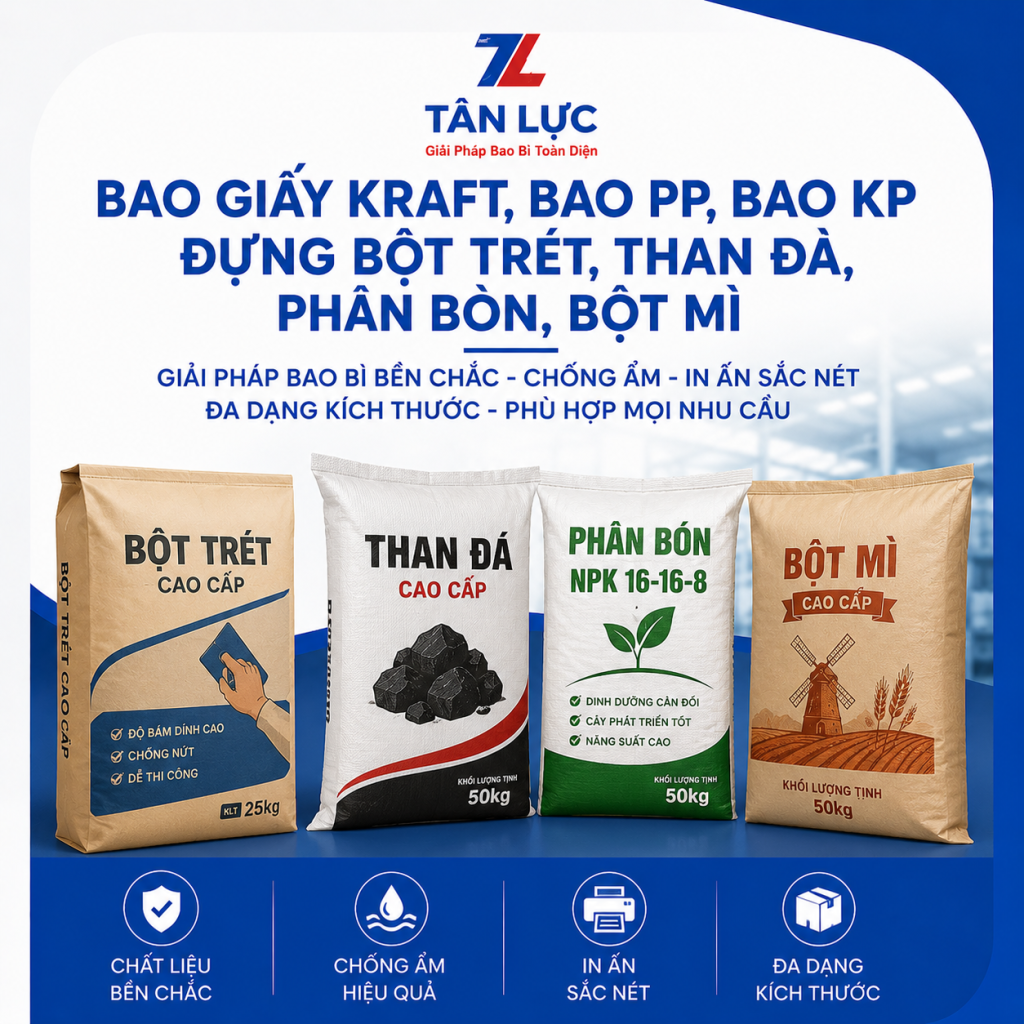 TAN LỰC - SẢN XUÁT BAO BÌ GIẤY KRAFT NHIỀU LỚP ĐỰNG BỘT TRÉT